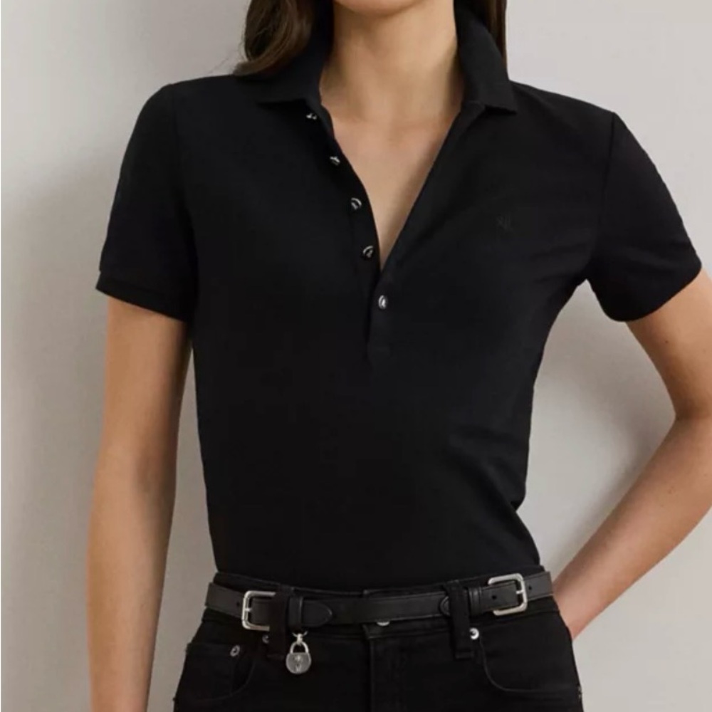 Black womens Lauren polo with gold buttons 2X